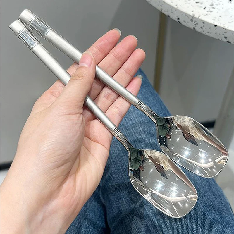 Spoon Engineering Shovel Retro Cute Square Head Spoon Kitchen Gadget Stainless Steel Iron Shovel Spoon Coffee Ice Cream