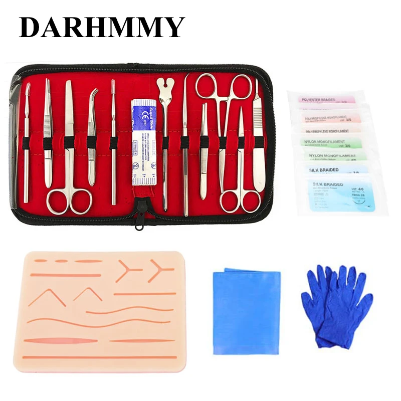 DARHMMY Medical Students Suture Practice Kit Surgical Training with Skin Pad Model Tool Set Educational Teaching Equipment