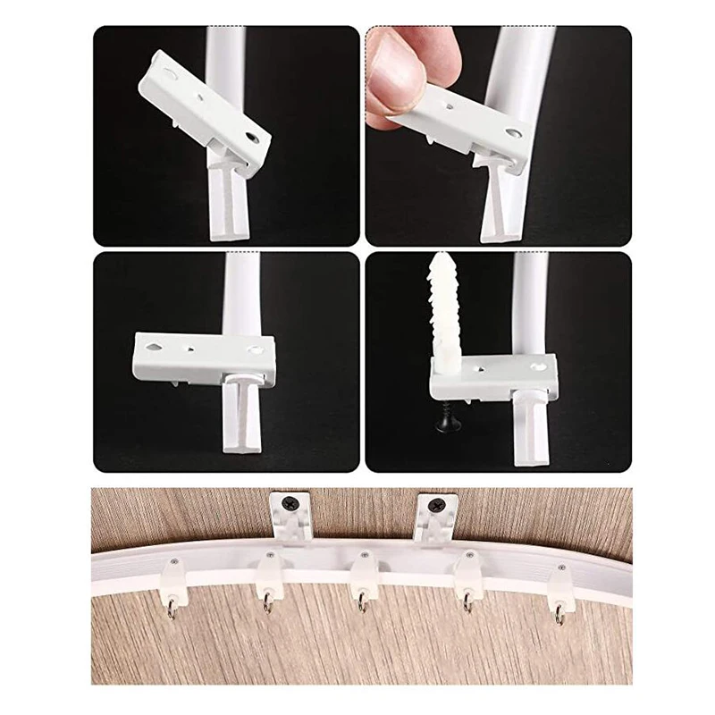6pcs Ceiling Top Clamping Side Mounted Curtain Track Rail Accessories Windows Plastic Home Window Decor Curtain Accessory