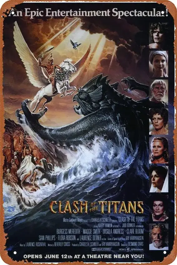 Ysirseu Clash of the Titans Movie (1981) Poster Retro Metal Sign Vintage TIN Sign for Plaque Cafe Bar Home Wall Decor Art Sign G
