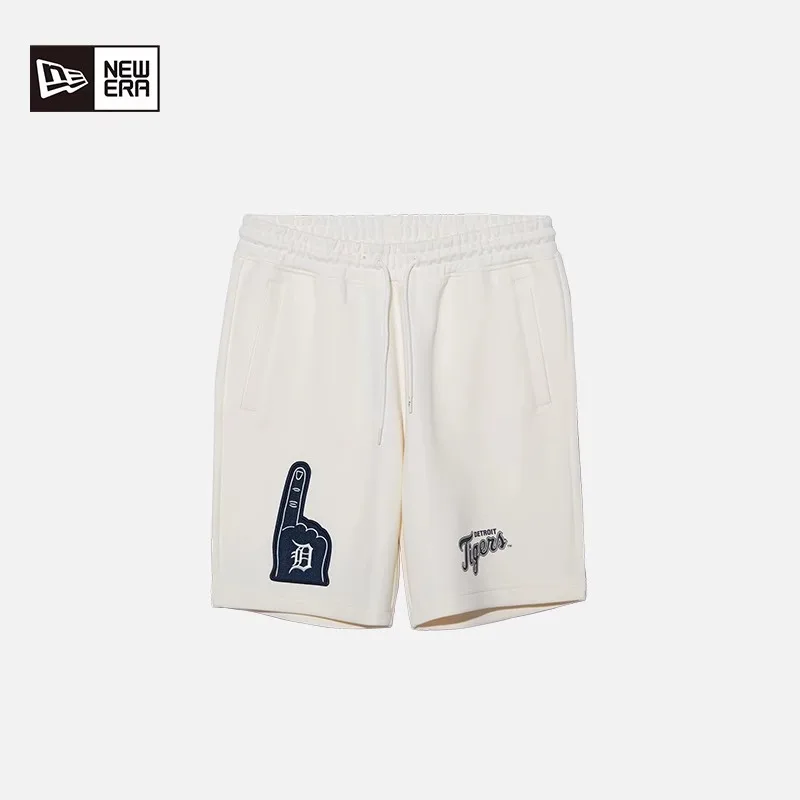 

New Era Badge Decorated Straight Casual Shorts for Men and Women