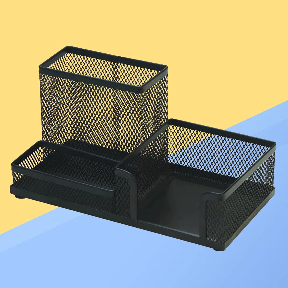 حامل قلم سطح المكتب منظم مكتب شبكي معدني أسود لتخزين الأدوات المكتبية واللوازم المكتبية وعلبة الطاولة