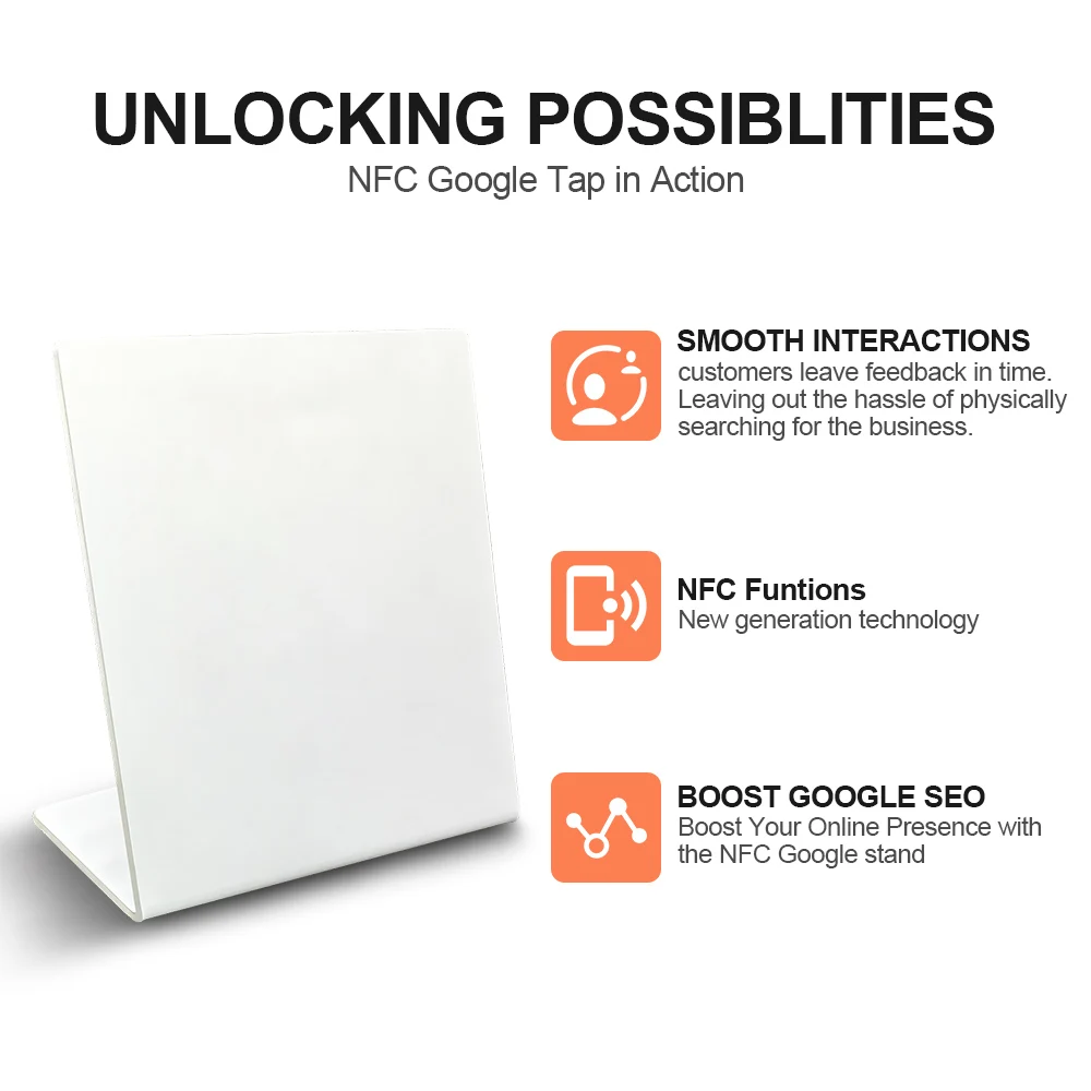 SZGHR 13.56Mhz programmable Google Review Card NFC station table NFC Google Reviews display bending card standing brand bracket