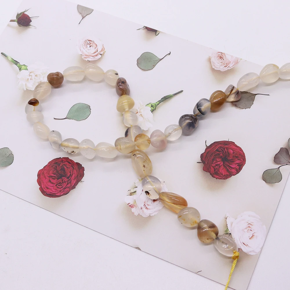 

Light Luxury Natural Stone Polished Irregular Straight-hole Loose Floral Agate Beads DIY Jewelry Accessories for Necklaces