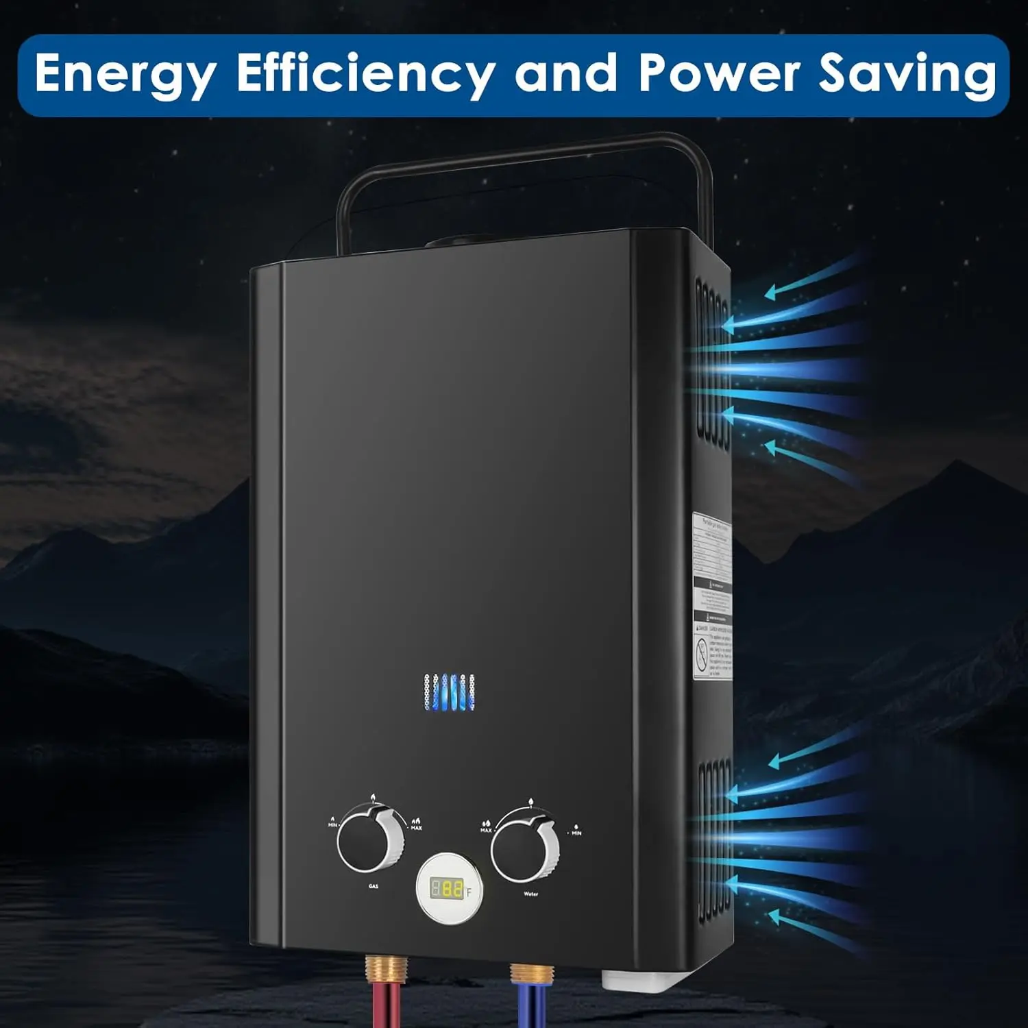 Tankless Water Heater Propane, 1.58GPM 5L Portable Instant Hot Water Heater, Outdoor Use for RV, Camper Van, Camping Trailer view 2