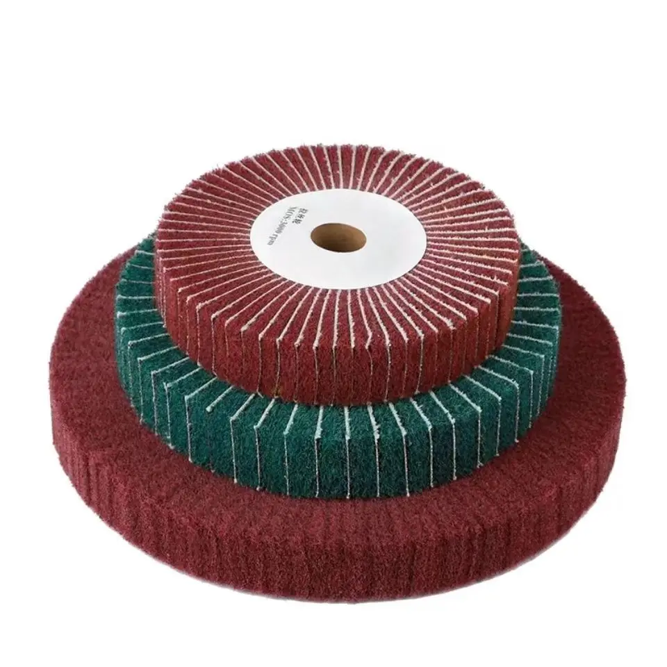 

100/125/150/200/250mm Scotch Brit Mop Polishing Wheel Non-Woven Flap Brush Nylon Fiber Disc Red Green Thickness 25mm/50mm 1PC