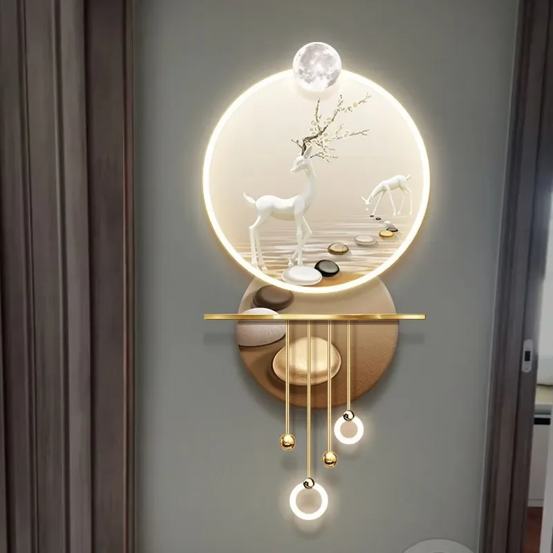 Entrance decorative painting 2024 new high-end led wall lamp painting light luxury high-end three-dimensional hanging