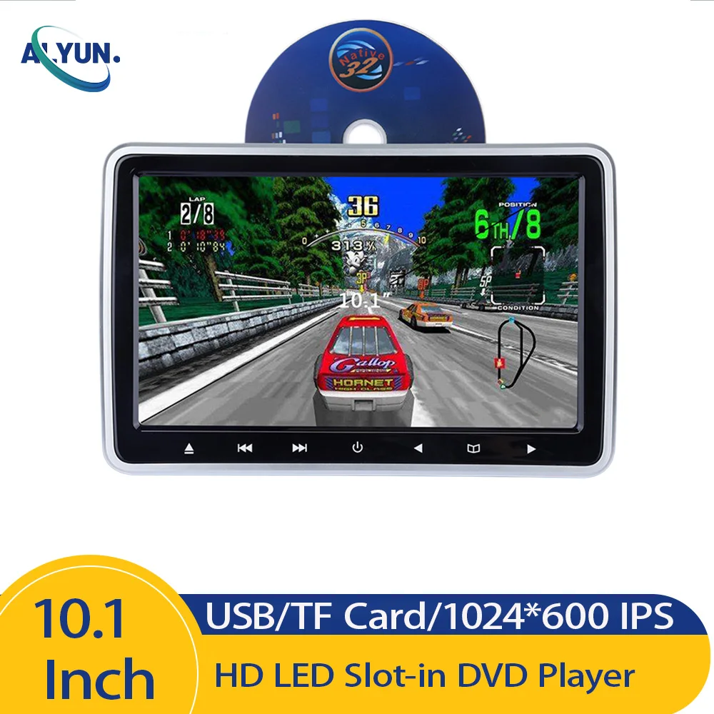 

Car Seat Back Headrest Car Slot-in DVD Radio Monitor 10.1 Inch Touch Screen 1024*600 IPS USB/SD/IR/FM Multimedia Player