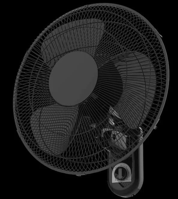 Pelonis 16" 3-Speed Oscillating Wall Mount Fan, New, Black
