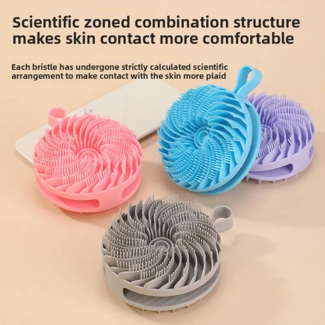 

Силиконовый скруббер для тела 2-в-1, двусторонняя щетка для ванны, безболезненная отшелушивающая кожа головы, массажер для мытья тела, щетка для шампуня для ванны и душа