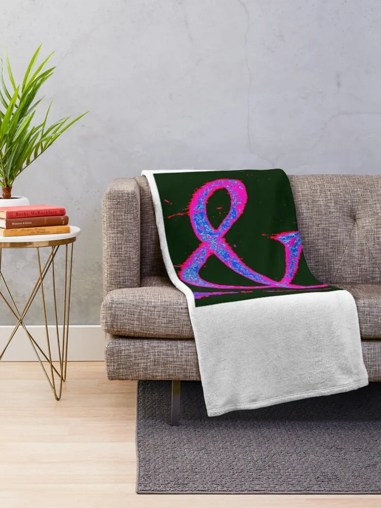 Ampersand in Pink and Blue Throw Blanket Nap Decorative Sofas Picnic Blankets