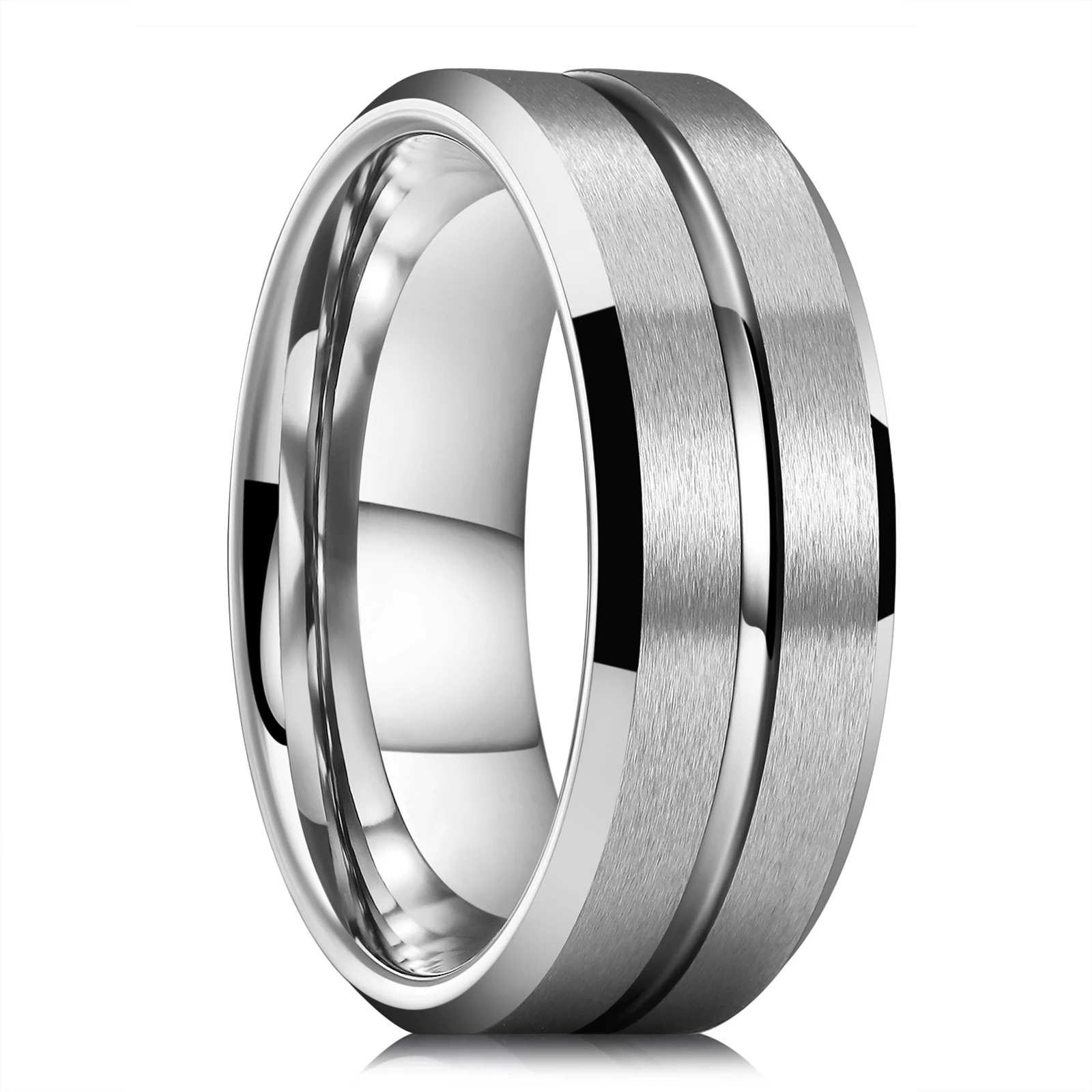 Fashion 8mm Silver Color Titanium Steel Rings For Men Women Matte Brushed Men Stainless Steel Rings Wedding Band Jewelry Gifts