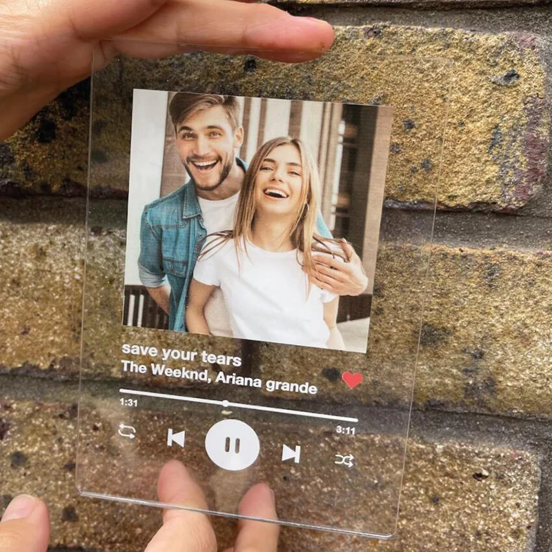 Pannello di canzone in acrilico con foto personalizzate cornice per foto personalizzata decorazione del soggiorno, regalo di anniversario di