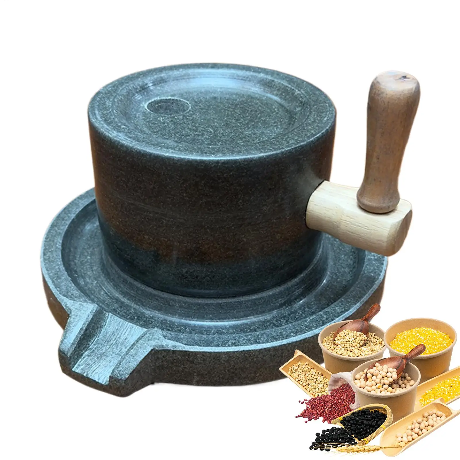 Handmade Stone Mill Hand Grinding Equipment Manual Grain Powder Grinder Matcha Making Tool For Restaurant Flour Kitchen Baking