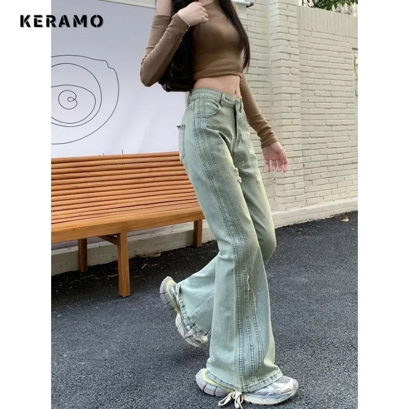 Hotsweet Y2K Slim Fit High Waisted Jeans 2025 Winter Sheath Blue Aesthetic Street Pants Women's Vintage Ripped Denim Trouser