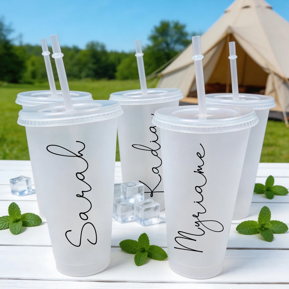 

Plastic Cups with Straw and Lid, Disposable Cups with Lid and Straw, Customizable Plastic Cup Wedding Party, Bachelorette Party
