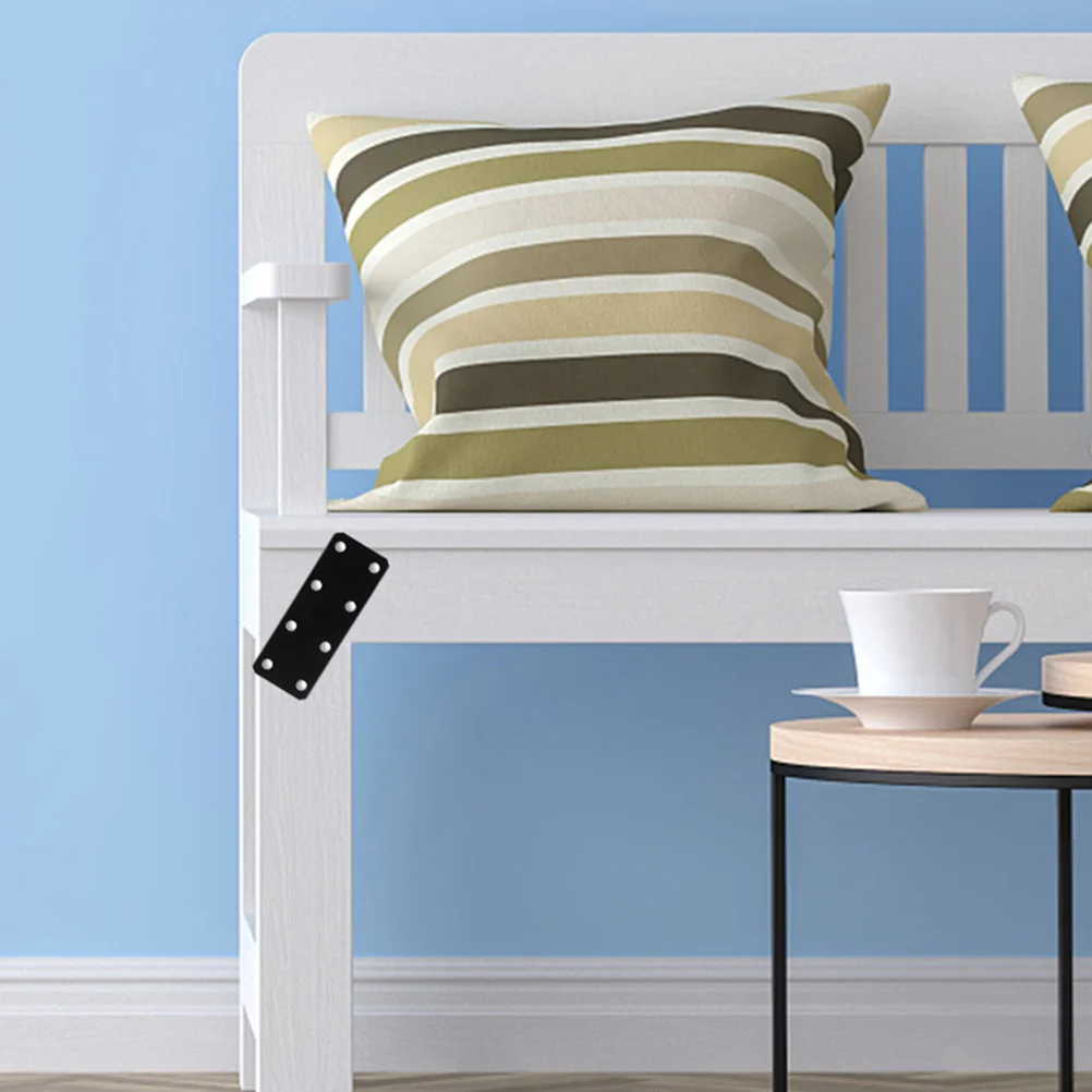 

12Pcs Thickened Flat Roof Plates Black Coated Flat Straight Brace Brackets Furniture Shelf Support Joint Fixing Metal Plate