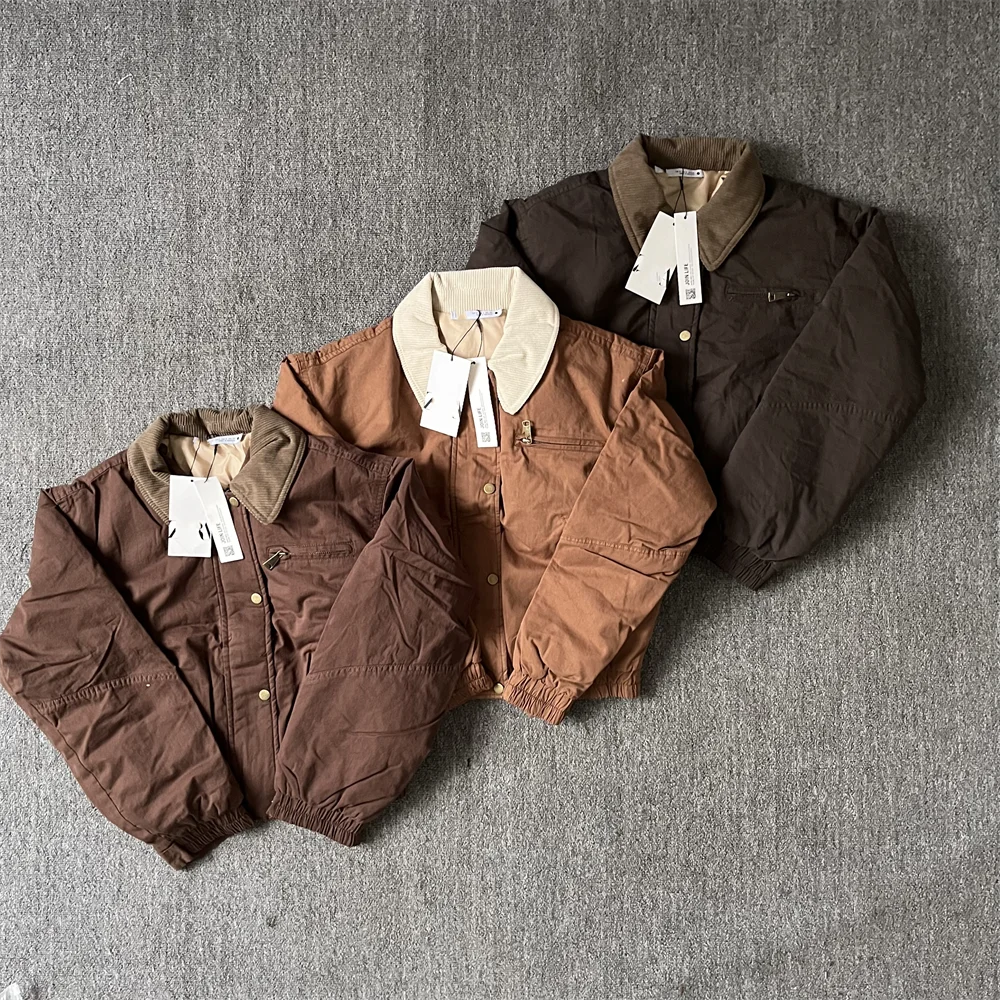 Taop&Za2024 Autumn New Women\'s Clothing Style Slimming and Simple Corduroy Collar Splicing Design Short Pilot Jacket