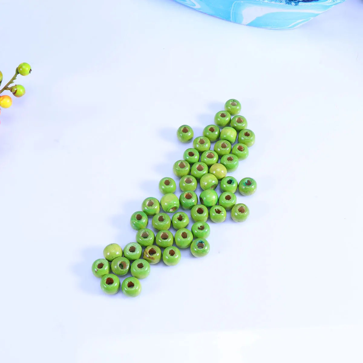 

100Pcs 10mm DIY Dream Catcher Wooden Beads Accessory Round Craft Tool Light Green for Home Party Christmas Decor