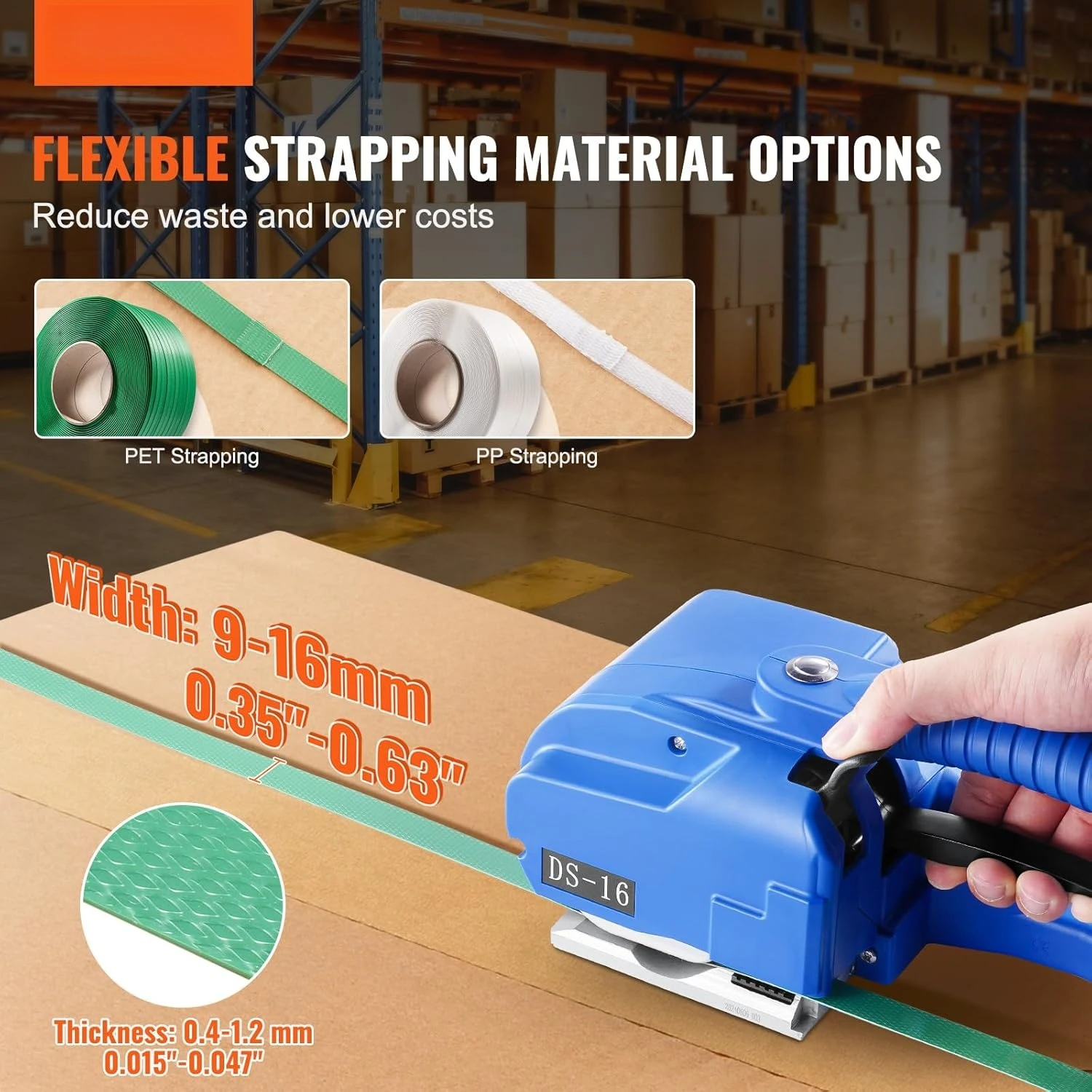

Electric Strapping Machine, for 0.35"-0.63" PP PET Straps, Portable Electric Banding Tool with Digital Display