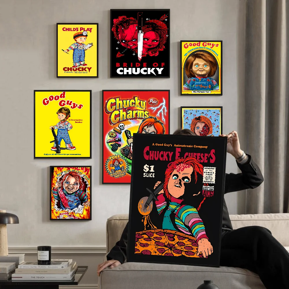 Classic Chucky Horror Movie Whitepaper Poster Waterproof Paper Sticker Coffee House Bar Aesthetic Art Wall Painting
