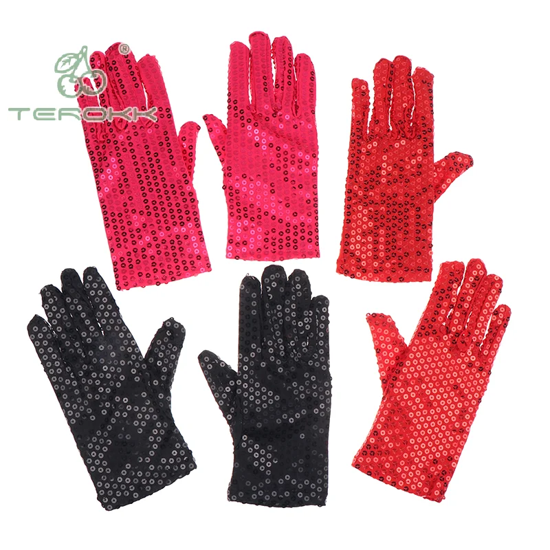 2 uds/1 par Punk moda Sexy lentejuelas brillantes guantes de rendimiento gótico fiesta de noche Club ropa de mano vientre Iatin guantes de baile