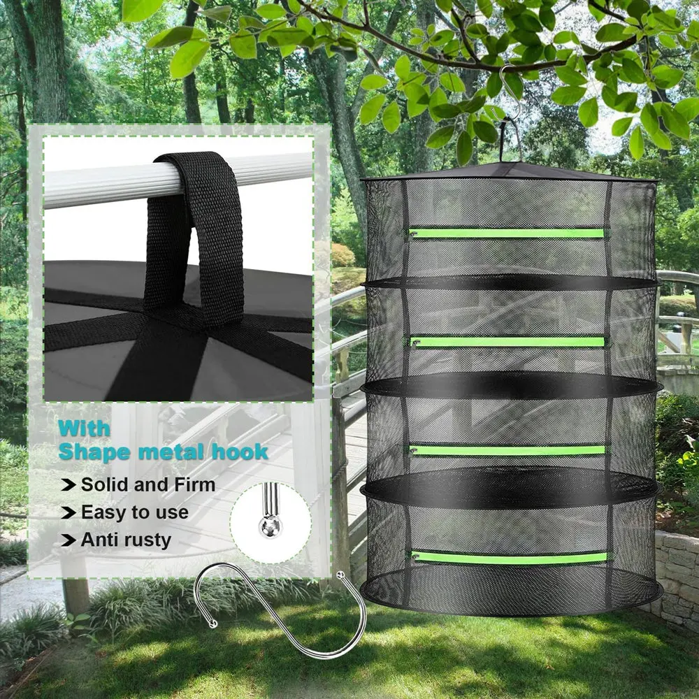 4-8 طبقات تجفيف صافي للأعشاب الأسماك سلة معلقة للطي رف جاف عشب مجفف الخضروات حقيبة شبكة الزهور براعم النباتات المنظم