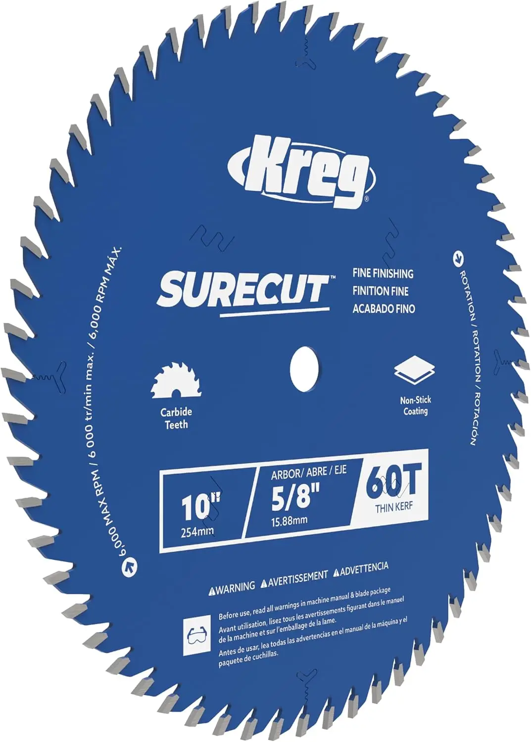 

Пильное полотно с 60 твердосплавными зубьями для гладкой и тихой резки - с антивибрационным и антипригарным покрытием для настольных/угловых пил