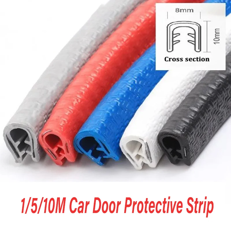 1/5/10M Car Door Anti Collision Strip with Steel Disc Bumper Trim Edge Scratch Protector Strip Sealing Guard Styling Car Decor