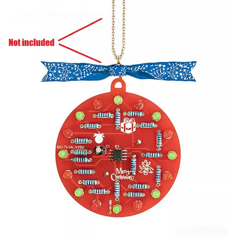 NE555 LED Christmas Tree Decoration LED Blinking PCB Soldering DIY Kit Red Green Flashing Light Soldering Practice Board