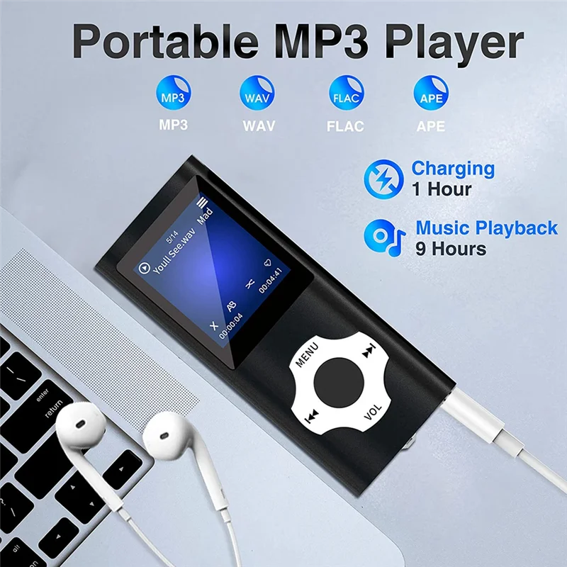 Odtwarzacz muzyczny MP3 z Bluetooth 5.0, przenośny odtwarzacz muzyczny HiFi / przeglądarka wideo / zdjęć / odtwarzacz książek dla dzieci (czarny)