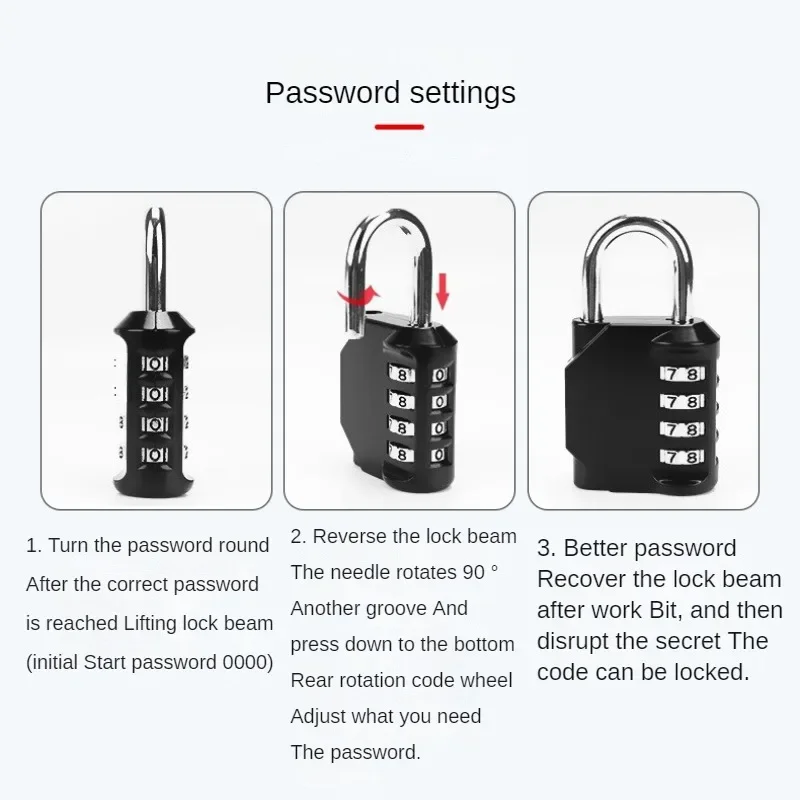 Combination Lock Resettable 4 Digit Padlock with Combination Waterproof and Heavy Duty Combination Padlock Outdoor for School