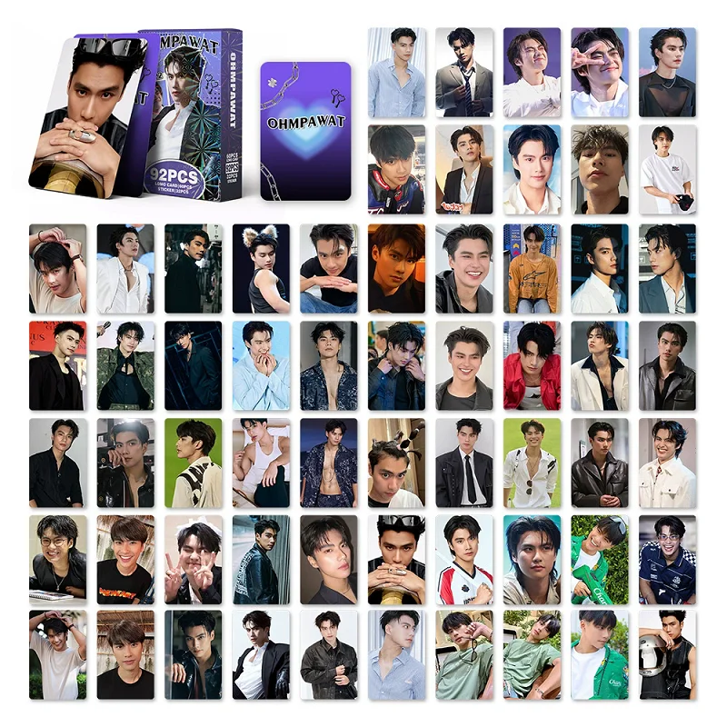 

92Pcs/Set Ohm Pawat Lomo Cards with Mini Stickers Thai Actor Selfie Holographic Photo Cards Fans Collection Gift