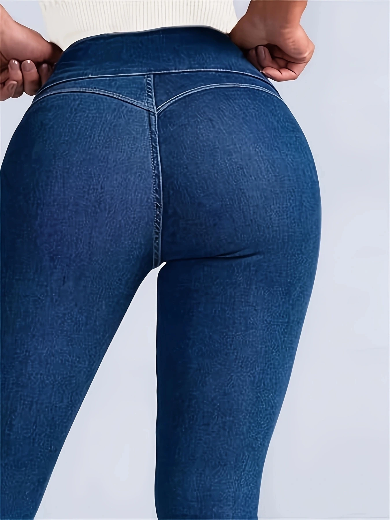 Jean skinny à la mode, jean taille moyenne pour femme, jean bleu foncé pour femme, moulant sexy aux hanches, style basique, adapté à tous, automne n