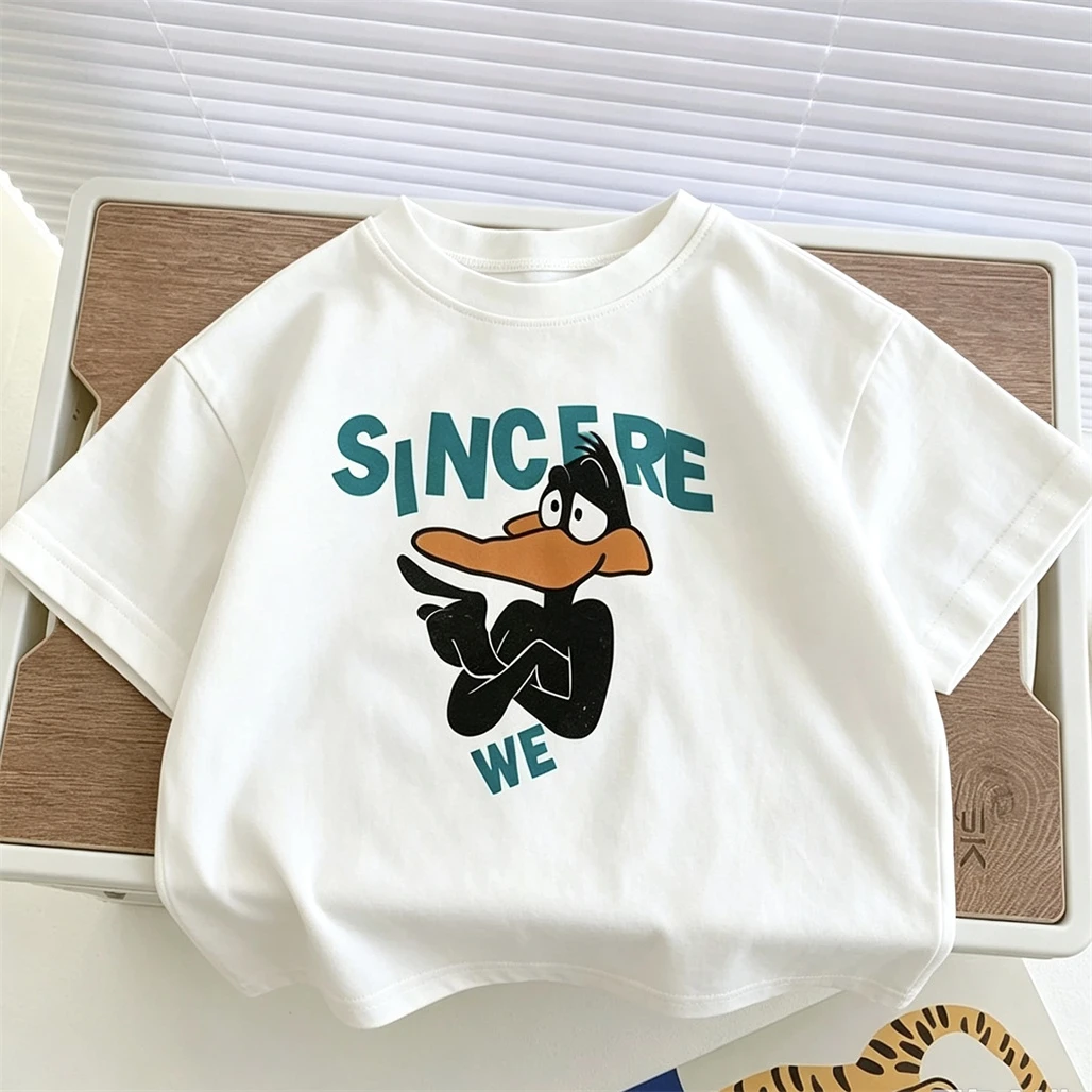Cartoon-T-Shirt, modische Freizeitkleidung für Jungen, Kinder-Print, Kurzarm, 2026, neue Sommer-Trend-T-Shirts, einfache Rundhals-Oberteile – Detail 2