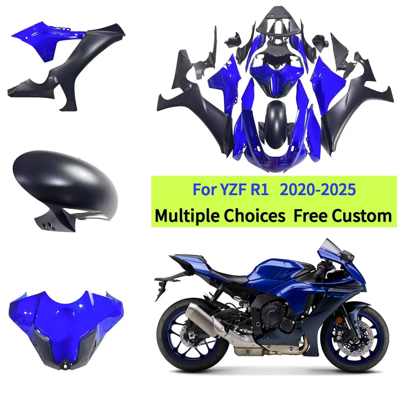 

Комплект сменных обтекателей для Yamaha YZFR1 2020–2025 YZF-R1, высококачественные пластиковые панели из ABS-пластика, идеальная совместимость