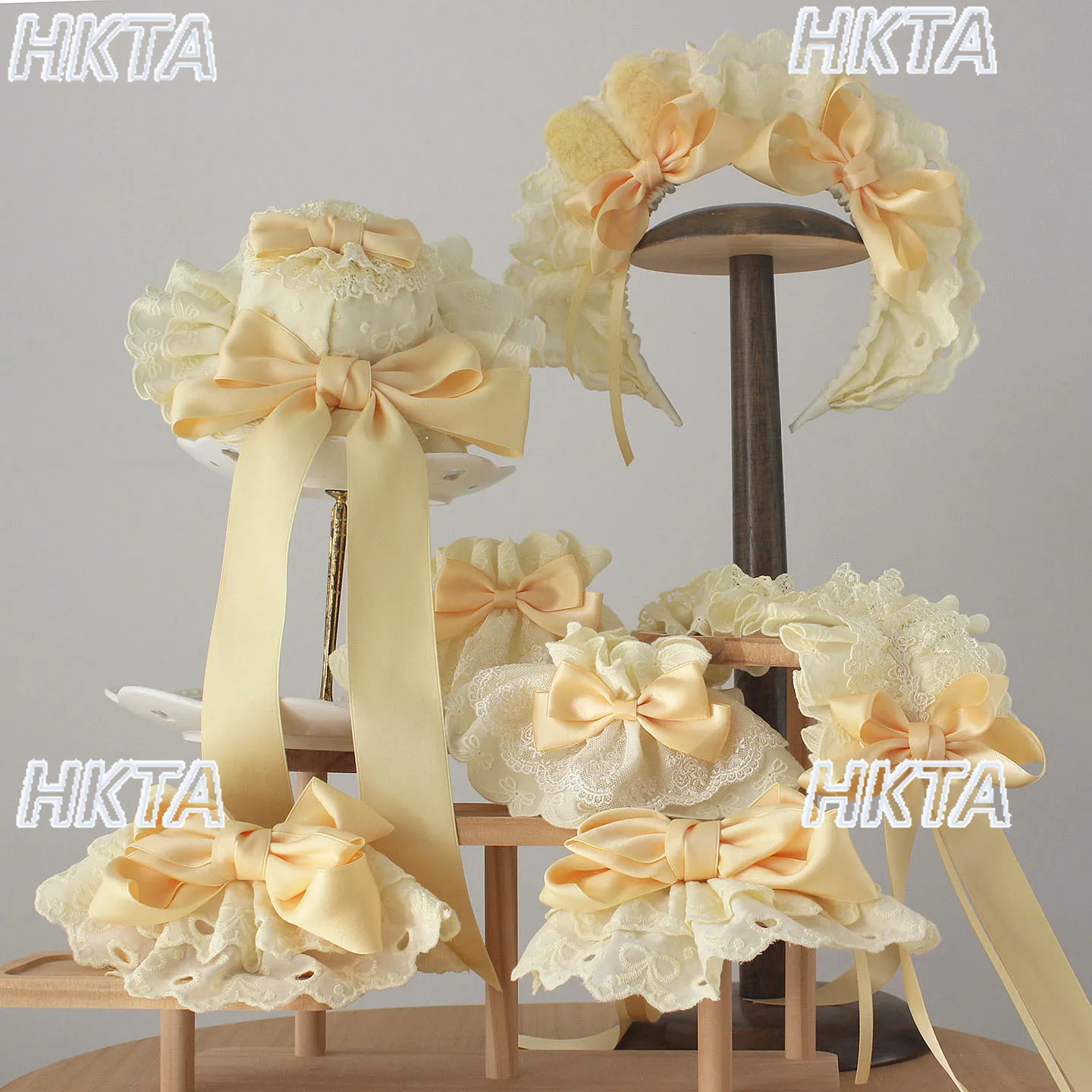 

Japanese Handmade Sweet Lolita Hairclips Hair Accessories Kawaii Small Things Cute Bow Pleated Headgear Headband Top Hat Women