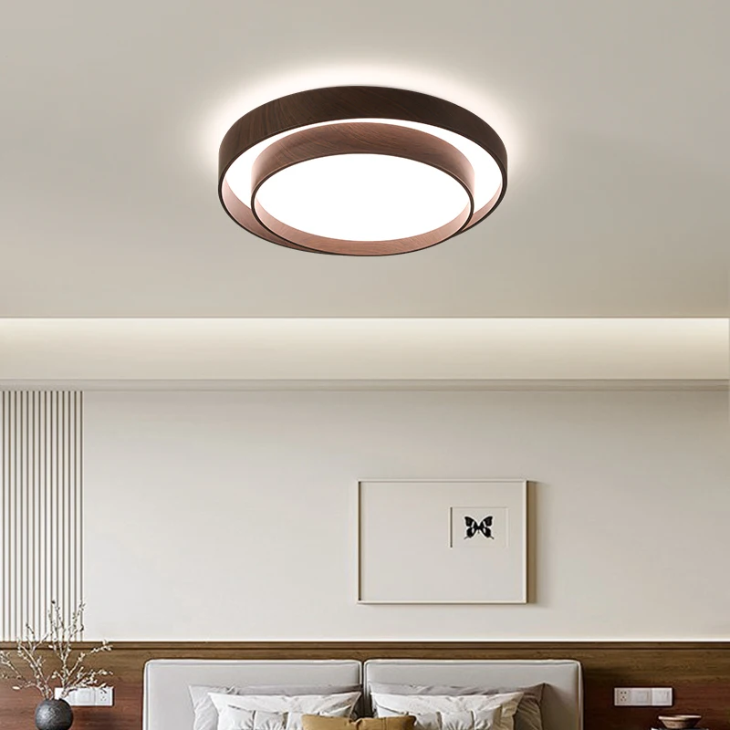 Walnut Color Living Room Lamp Retro Rectangular Hall Main Lamp Simple Ceiling Lamp Full Spectrum Chinese Eye Protection Lamp