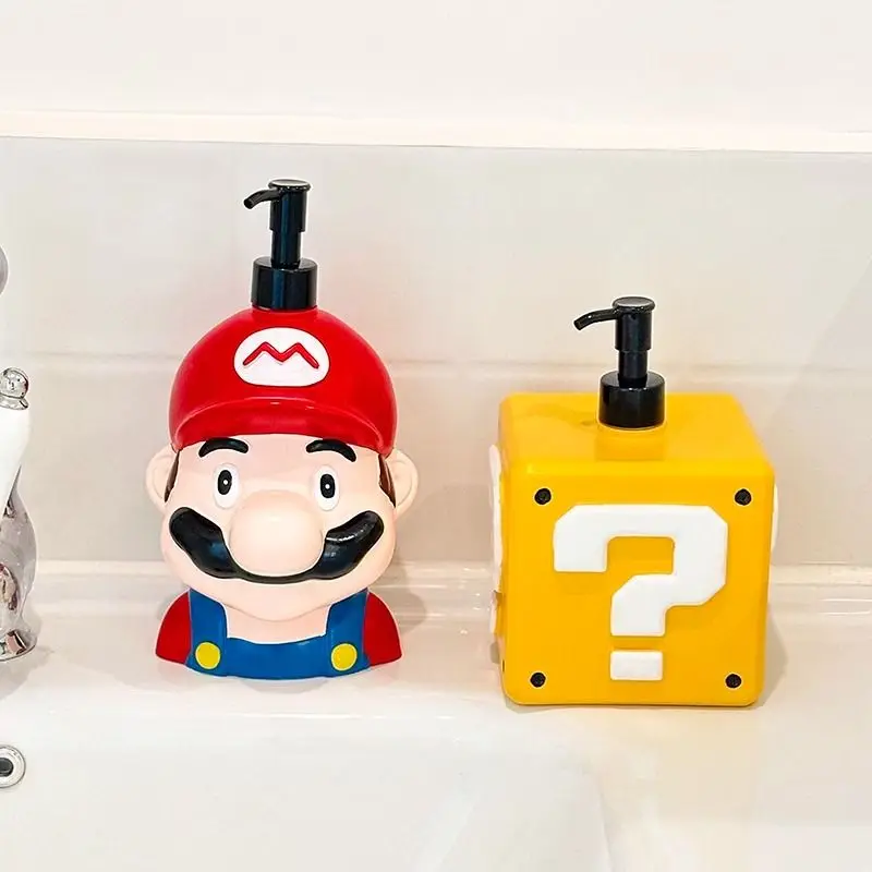 Super mario dos desenhos animados bonito garrafa de lavagem à mão criativo kawaii decoração para casa shampoo e chuveiro gel armazenamento imprensa garrafa presente atacado
