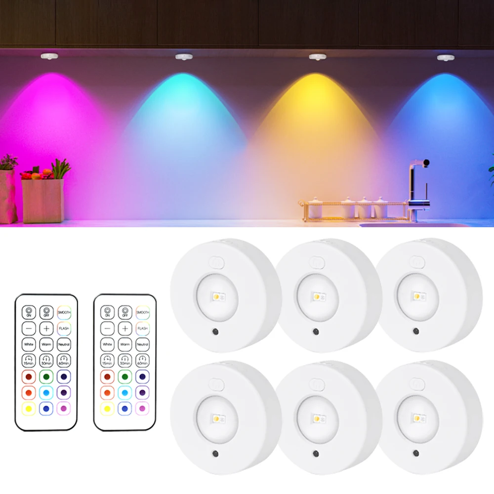 Creative Round Big Eye Lamp LED Under Cabinet Light Remote Control Multicolor RGB Night Light USB Rechargeable Wine Cabinet Lamp