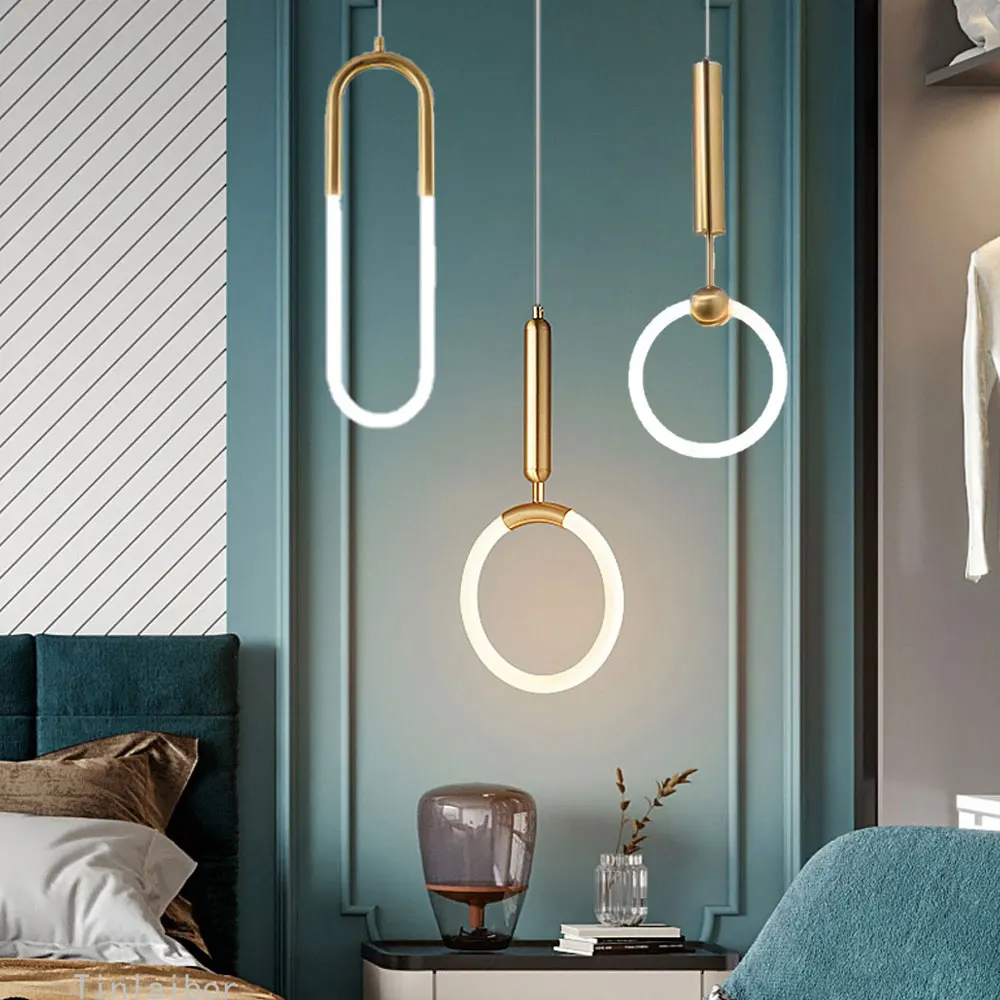 

LED Pendant light Copper Bedroom Bedside Bathroom Study Sofa Restaurant Bar Island Luxury Pendant lamp Hanging light Chandelier