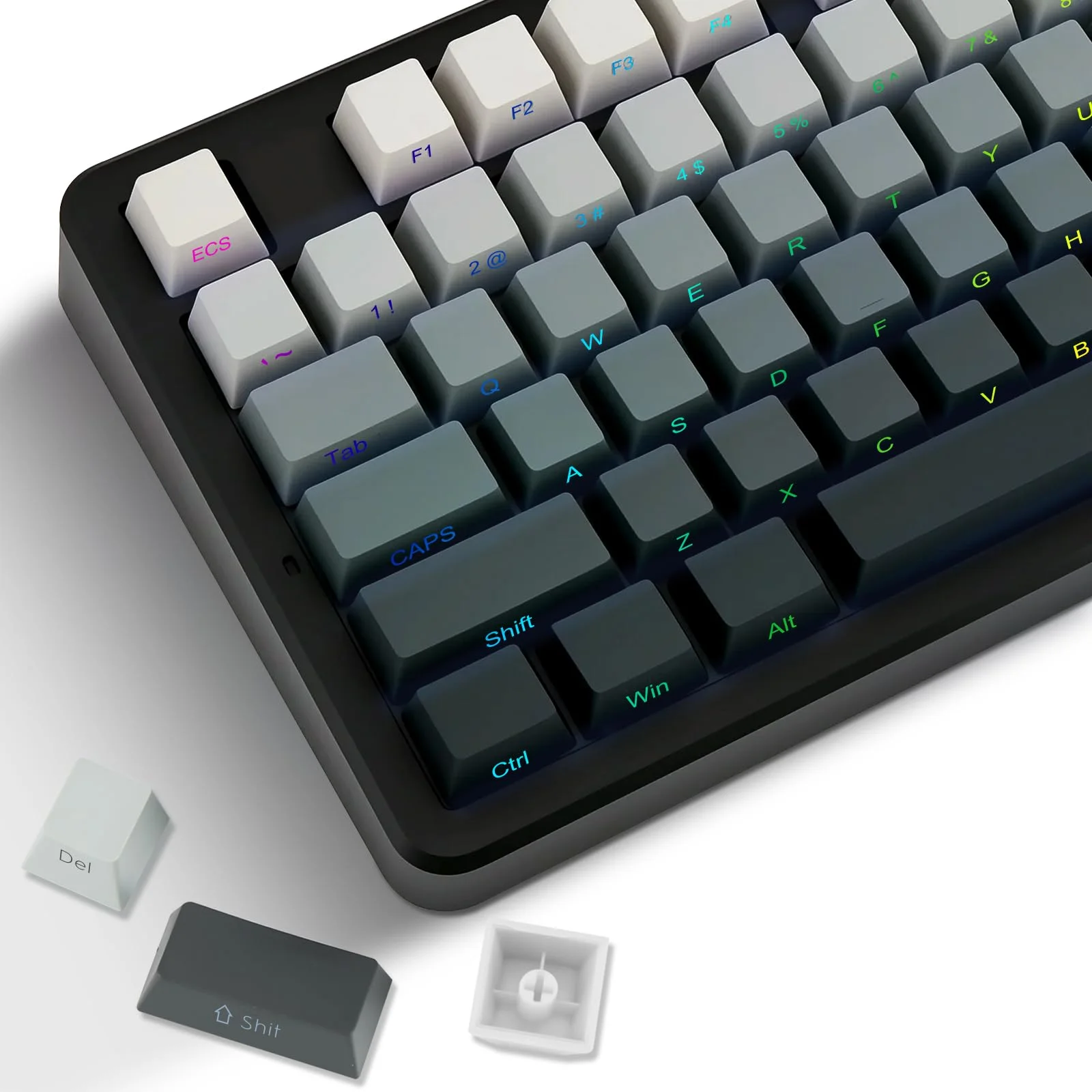 

133-Key Set with Side-Printed Keycaps Cherry Profile Gradient Design for Mechanical Keyboards Equipped with Gateron MX Switches