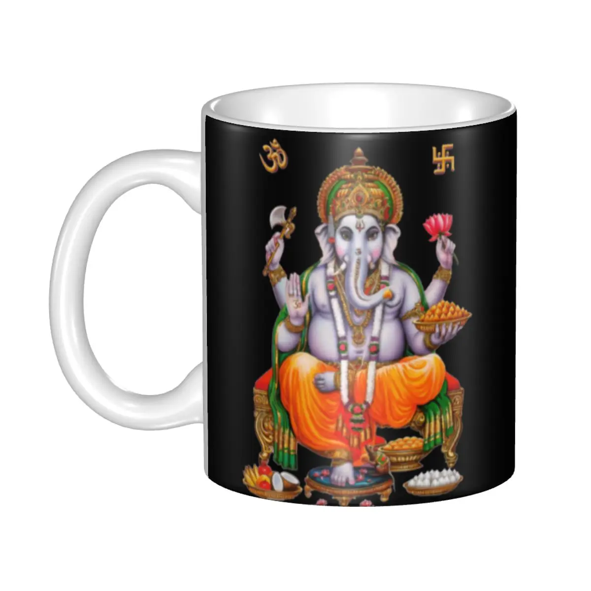 Custom Lord Ganesha Mandala Mug DIY Indian Elephant God Ceramic Tea Milk Coffee Cups Outdoor Work Camping Beer Mug