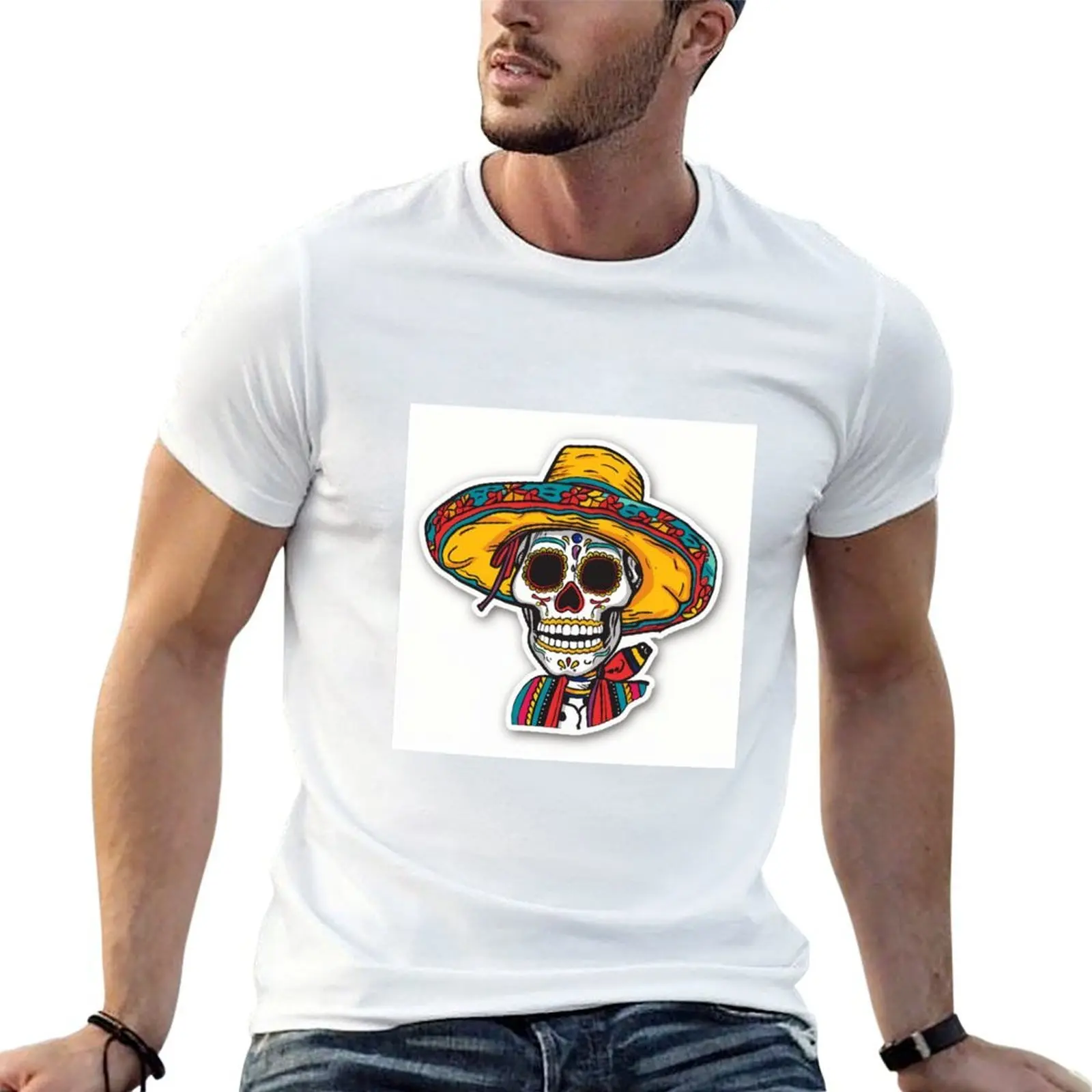 

cinco de maya sugar skull T-Shirt men t shirt cotton 100% t shirt for man T-Shirt