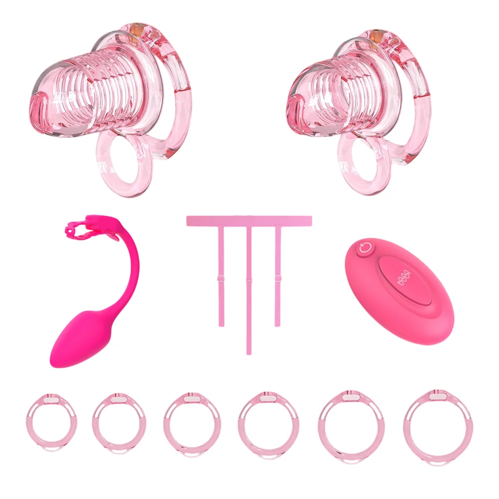 NEW Stretchable Male Chastity Cage with Anal Plug Vibrator Remote Control Adult Sex Toy for Men Urethral Lock 6 Size Peins Ring