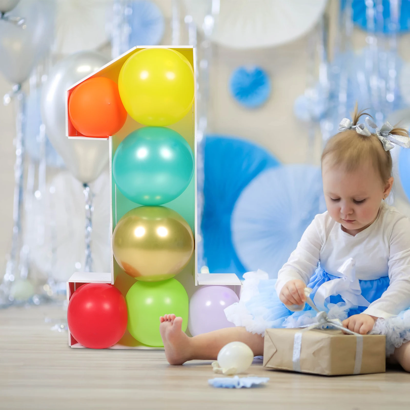 

Number 1 Balloon Frame White Baby Shower Decorations Reusable Material Kids Birthday Party Favors Baptism Gender