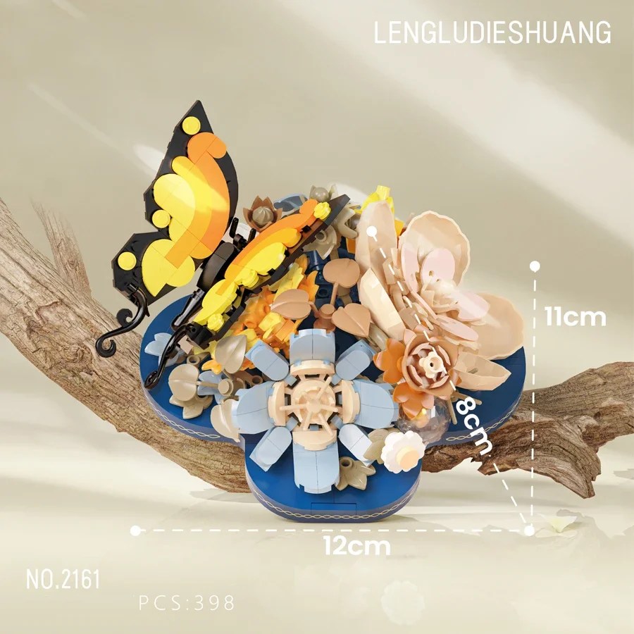 Blocs de construction de fleurs colorées, Mini briques bonsaï en plastique, jouets de bricolage, Pots de Bouquet, décorations pour la maison, cadeau de noël