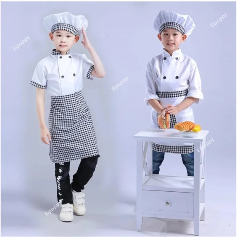 

Chef Jackets Kitchen Roleplay Uniform Cook Hat Restaurant Cosplay Costumes Halloween Children Waiter Waitress Clothing anime