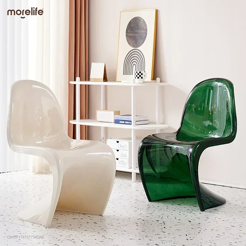 Nordic Dining Creative Acrylic Plastic Dining Chair S-shape Chairs Crystal Stool Dining Room Transparent ArmChair Furniture