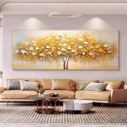 Handmade Large Blossom Tree Oil Painting On Canvas Custom Wall Art Abstract Texture Blue Flower Art paintings wall decoration